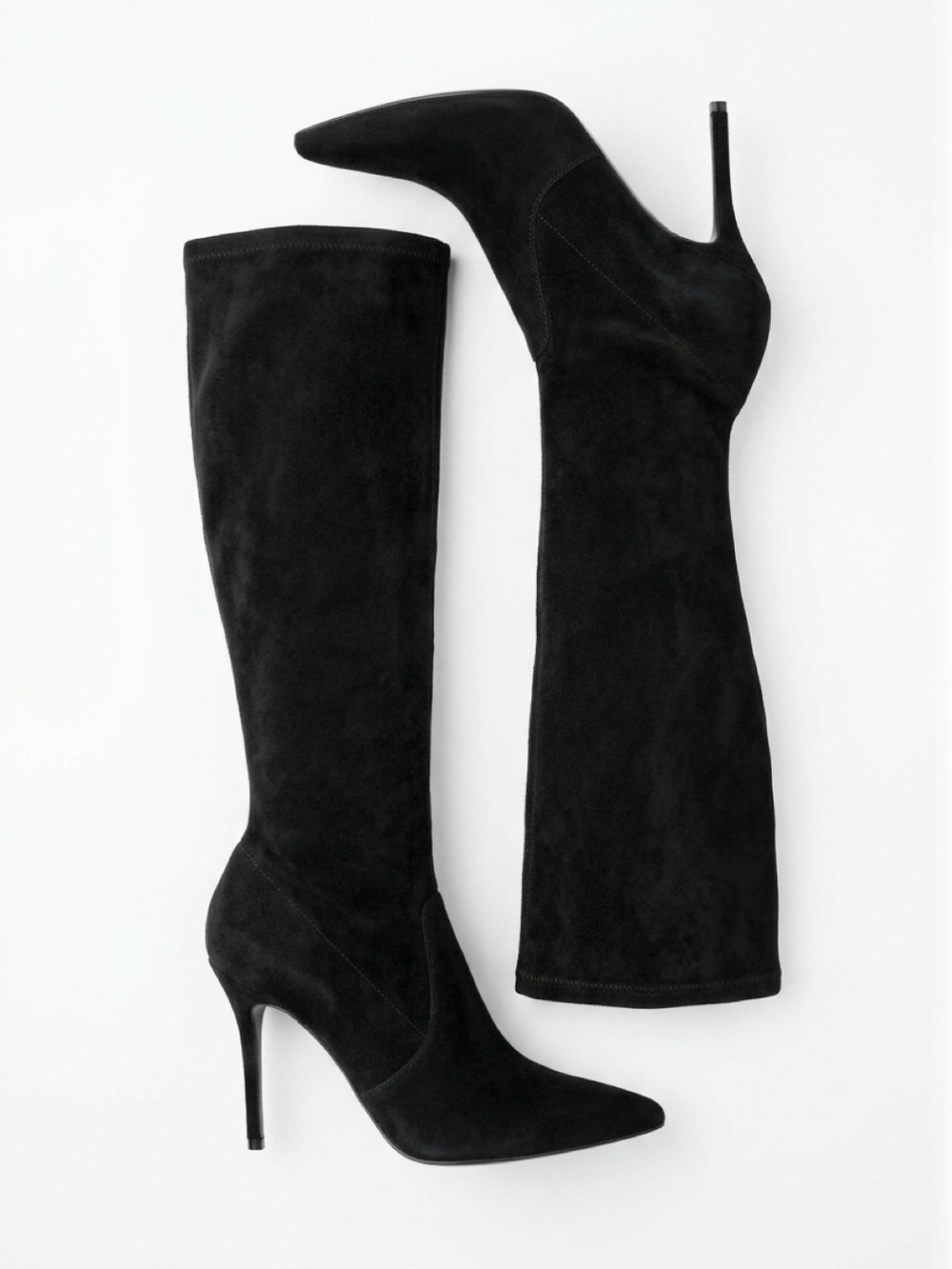 Stuart Weitzman Black Suede Knee High Stiletto Boots 75mm Stuart Power Boots